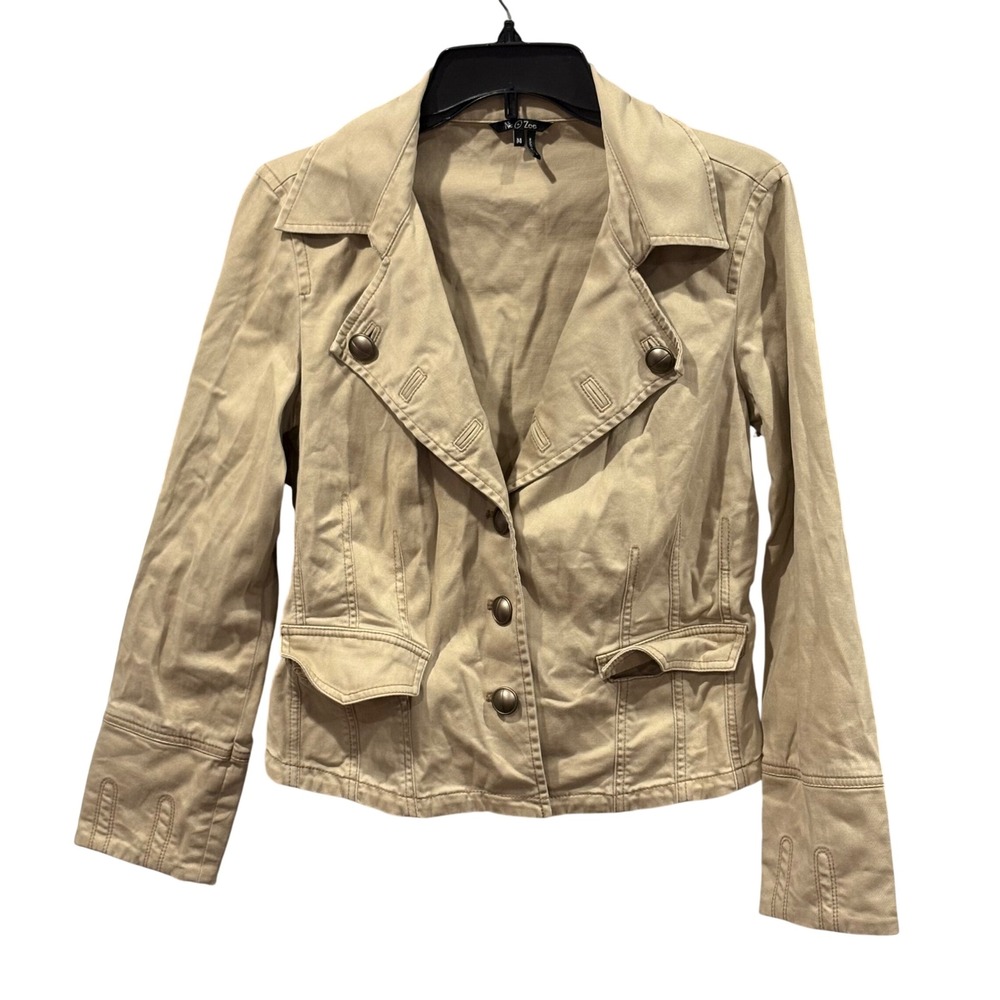 Y2K Twill Utility Blazer Jacket Military Safari Chic Academia Corporate Medium